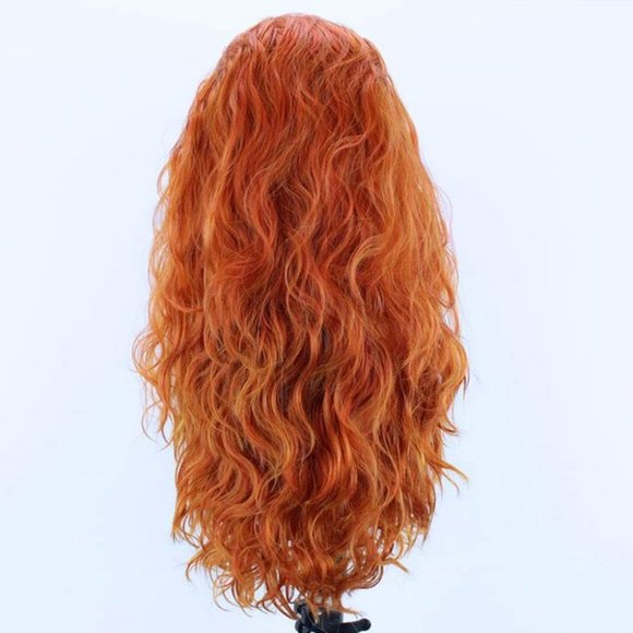 Copper Orange Curly Lace Wig - Picture 2 of 5